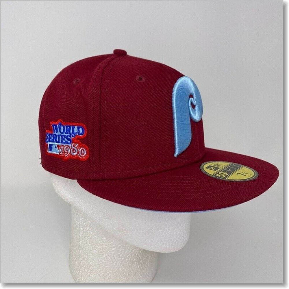 NWT Philadelphia Phillies Fitted Hat 7 1/4 1980 World‎ Series Cooperstown MLB